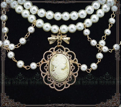 Rose of Sharon - Manor Ball II - Retro Lolita Necklace Pearl Necklace