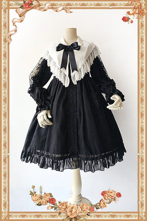 Infanta - Jenny Cookies - Classic Lolita Chiffon Blouse with Hollow-out Lace Shoulder