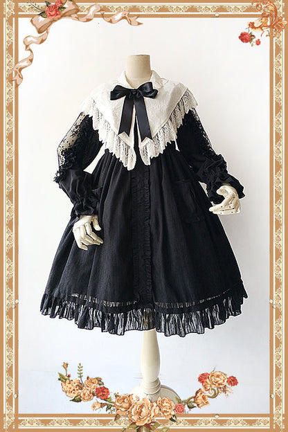 Infanta - Jenny Cookies - Classic Lolita Chiffon Blouse with Hollow-out Lace Shoulder
