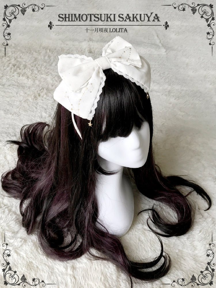 Sakuya Lolita - Whisper of Stars - Vintage Lolita Headdress Large Bow KC