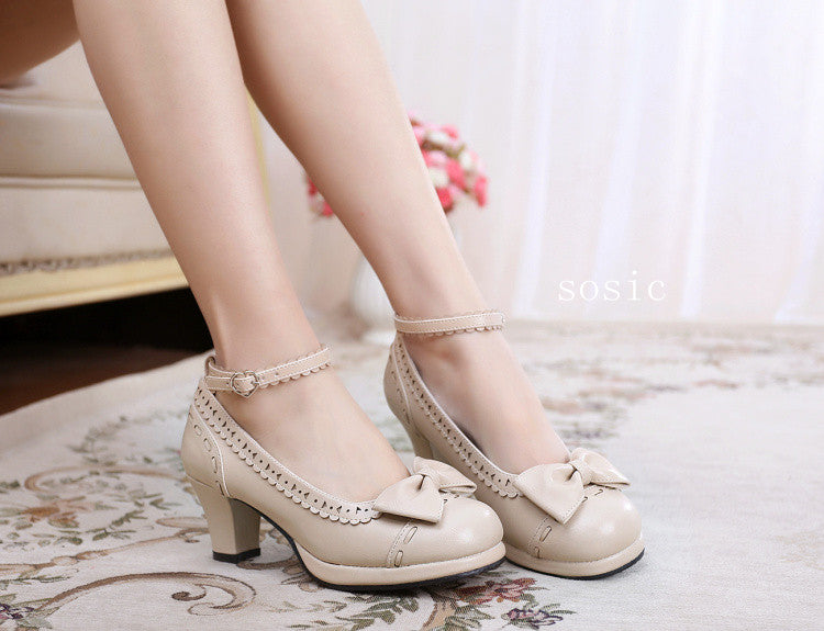 Sosic - Shattered Star Steps - Sweet Lolita Cute Students Round Toe High Thick Heel