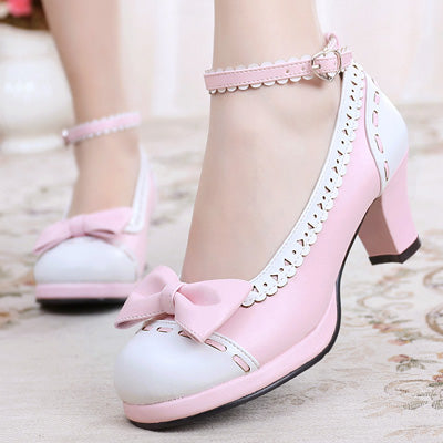 Sosic - Shattered Star Steps - Sweet Lolita Cute Students Round Toe High Thick Heel