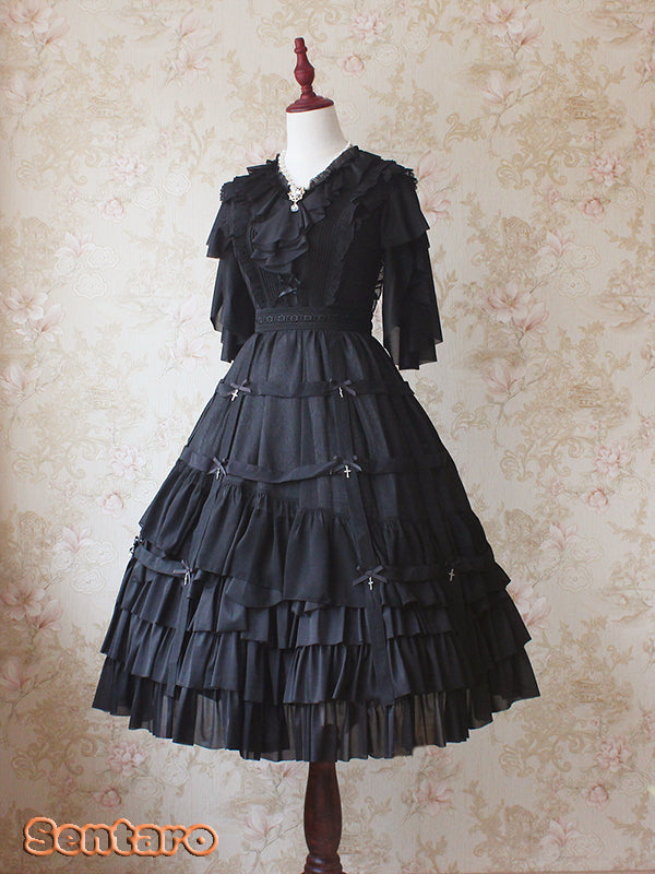 Sentaro - Butter - V Neckline Middle Sleeve Lolita Blouse