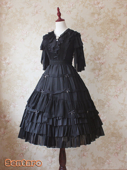 Sentaro - Butter - V Neckline Middle Sleeve Lolita Blouse