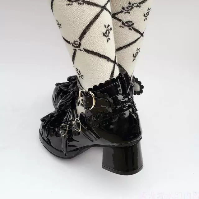 Antaina - Lolita Punk Bow Mid-Heel Multicolor Shoes