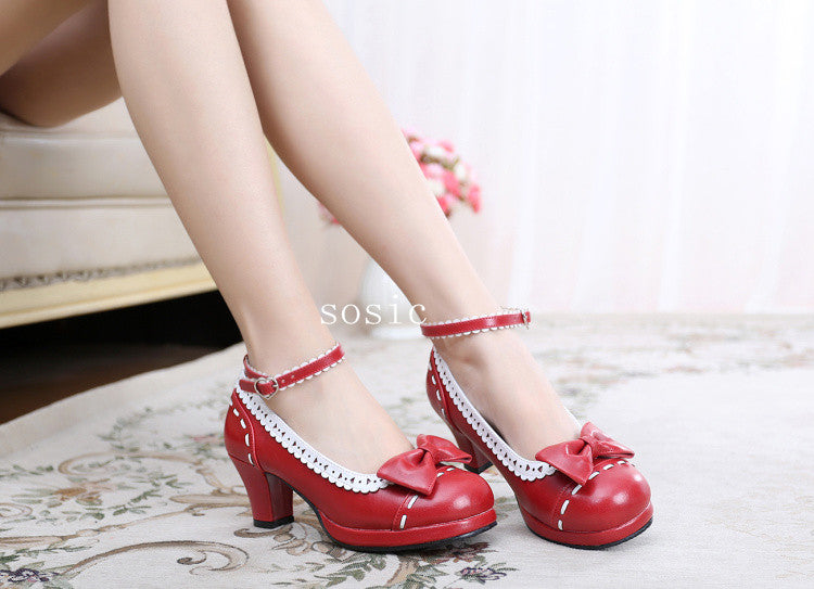 Sosic - Shattered Star Steps - Sweet Lolita Cute Students Round Toe High Thick Heel