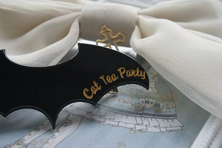 Cat Tea Party - Gothic Lolita Hair Clip Halloween Bat Lolita Hair Accessory
