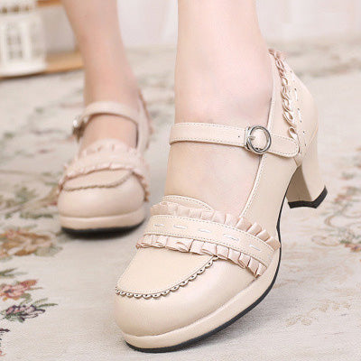 Sosic - Sweet High-heeled Plain Color Lolita Shoes