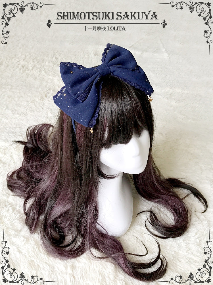 Sakuya Lolita - Whisper of Stars - Vintage Lolita Headdress Large Bow KC