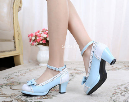 Sosic - Shattered Star Steps - Sweet Lolita Cute Students Round Toe High Thick Heel