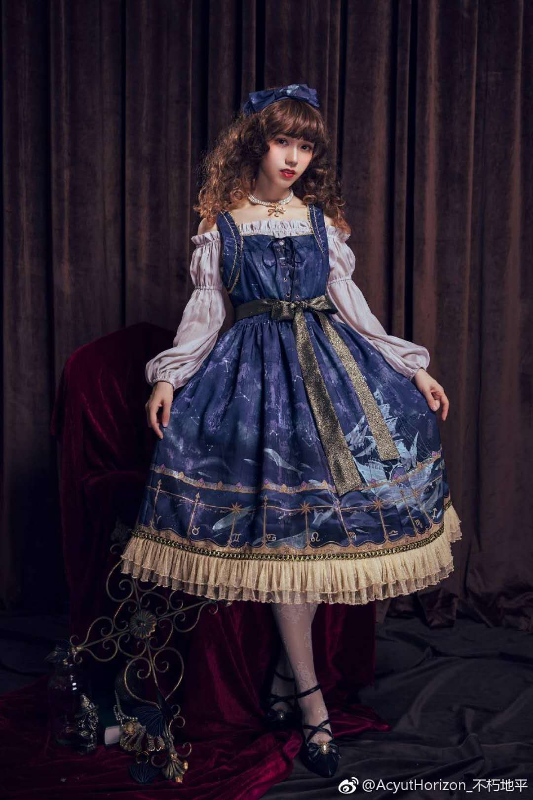 Rose of Sharon - Pearl Chain Lace Bow Lolita Kawaii Necklace