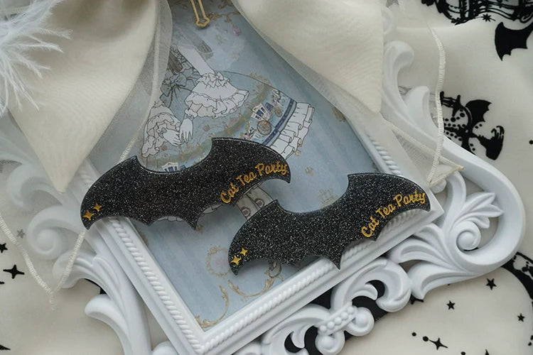 Cat Tea Party - Gothic Lolita Hair Clip Halloween Bat Lolita Hair Accessory