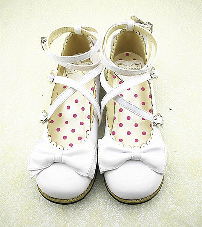 Meixie - Lovely Lolita Low Heel Cross Strap Bow Tie Princess Shoes