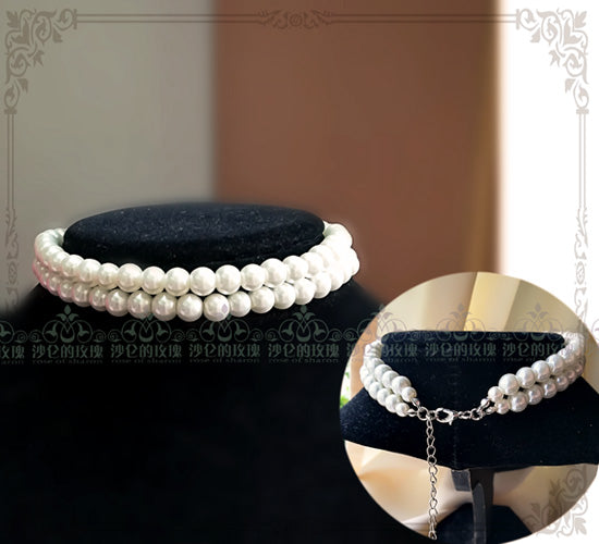Rose of Sharon - Hepburn time - Retro Elegant Tiered Pearl Choker