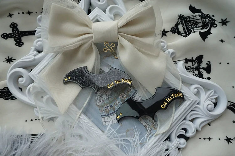 Cat Tea Party - Gothic Lolita Hair Clip Halloween Bat Lolita Hair Accessory