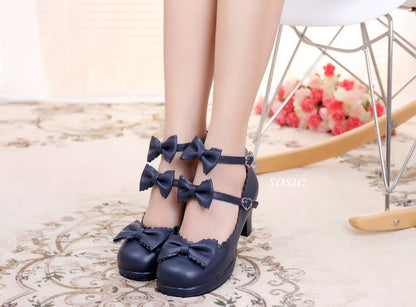 Sosic - Gott Melody - Round-head Bowtie Leather Lolita Shoes