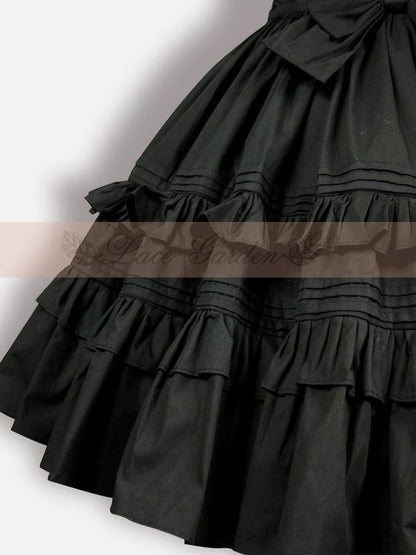 Lace Garden - Classic Lolita Black SK Puffy Skirt