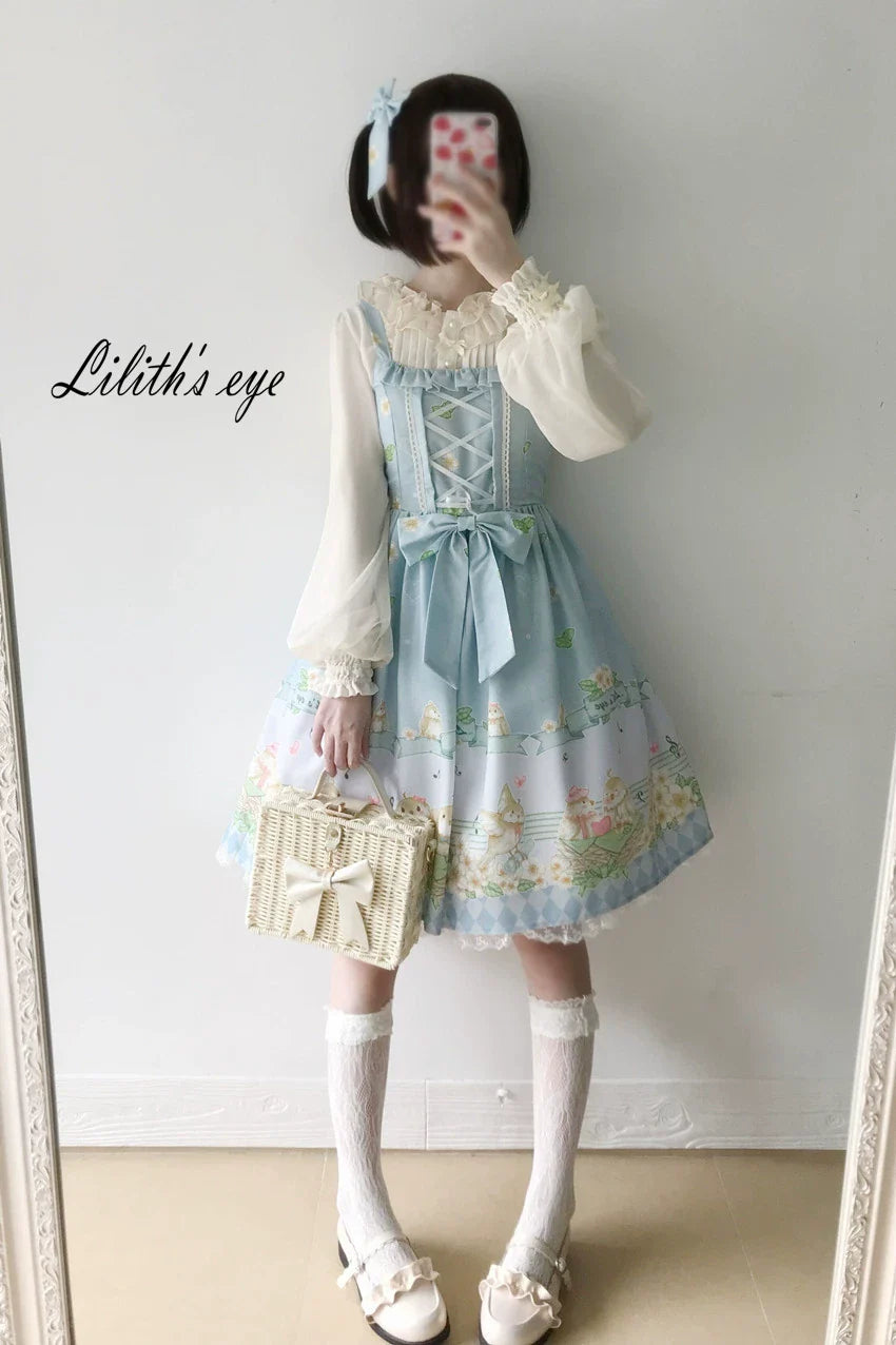 LilithEye - Fat Tweeds and Plumeria - Daily Lolita Jumper Dress Fresh JSK