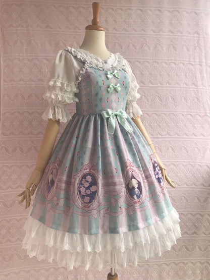 Yilia - Rose Lover Dream - Printed Bow Casual Lolita JSK