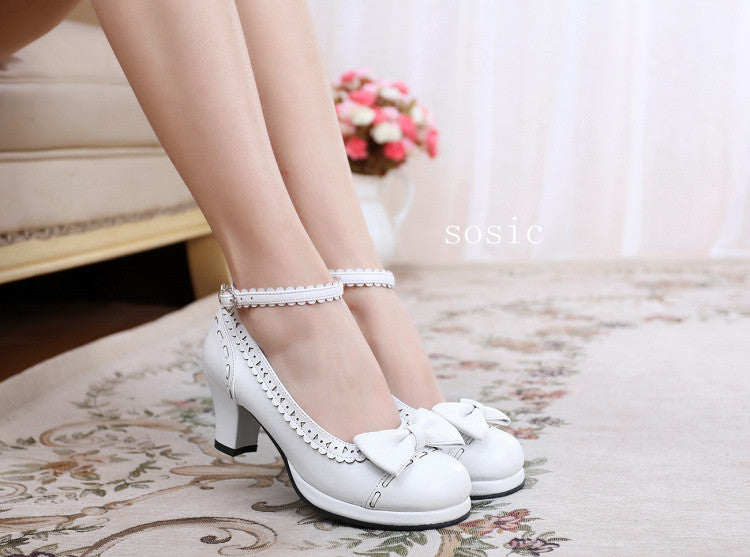 Sosic - Shattered Star Steps - Sweet Lolita Cute Students Round Toe High Thick Heel