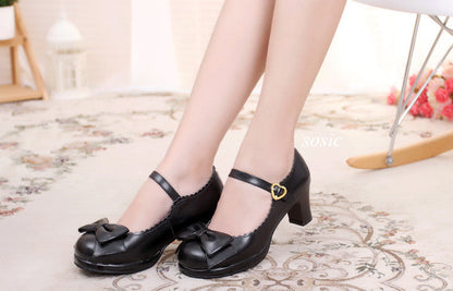 Sosic - Bowknot Lolita High Heel Shoes