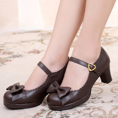 Sosic - Bowknot Lolita High Heel Shoes