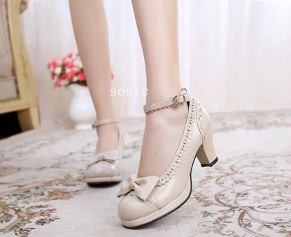 Sosic - Shattered Star Steps - Sweet Lolita Cute Students Round Toe High Thick Heel