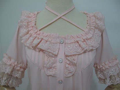 Yilia - Square Collar Chiffon Lolita Loose Blouse