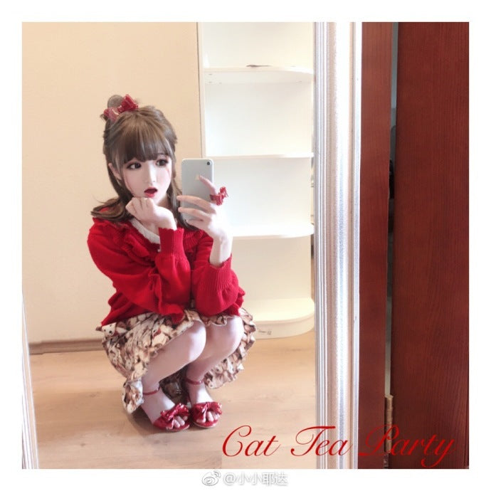 Cat Tea Party - Sweet Lolita Bow Ring and Necklace