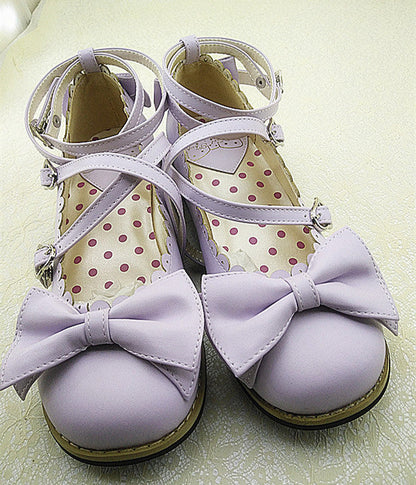 Meixie - Lovely Lolita Low Heel Cross Strap Bow Tie Princess Shoes