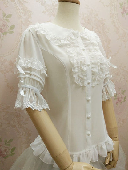 Yilia - Peter Pan Collar Slim Chiffon Lolita Blouse