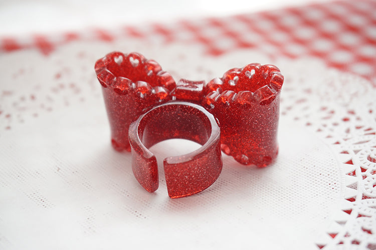 Cat Tea Party - Sweet Lolita Bow Ring and Necklace