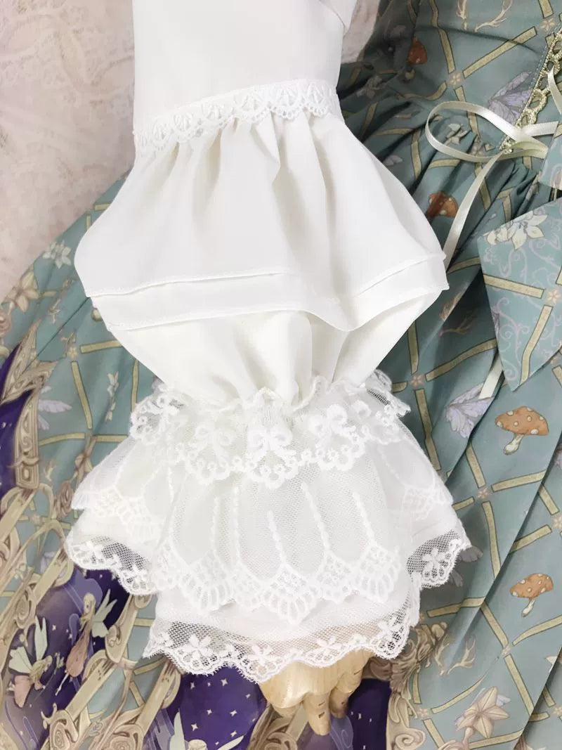 Yilia Lolita - Elegant Lolita Shirt Stand Collar Long Puff Sleeve Blouse