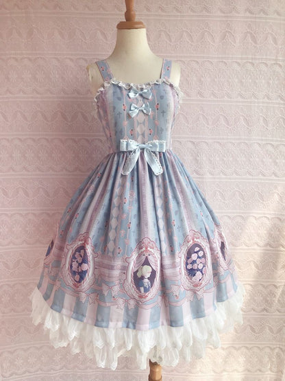 Yilia - Rose Lover Dream - Printed Bow Casual Lolita JSK