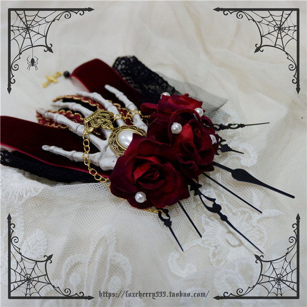 Fox Cherry-Gothic Lolita Rose Hand Bone Hairpins