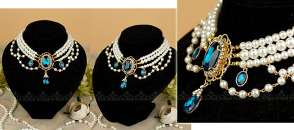 Rose of Sharon - Customized Lolita Pearl Necklace with Gemstone Pendants