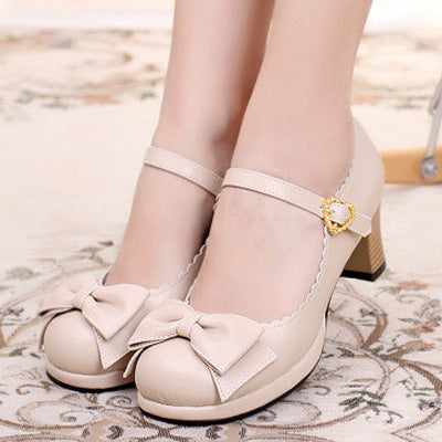 Sosic - Bowknot Lolita High Heel Shoes