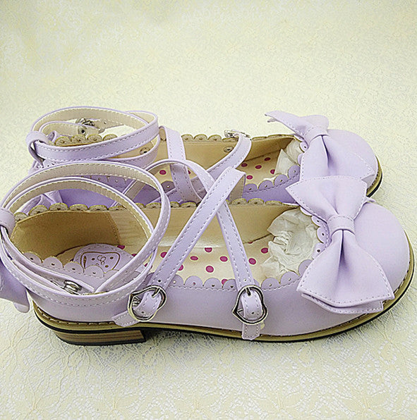 Meixie - Lovely Lolita Low Heel Cross Strap Bow Tie Princess Shoes
