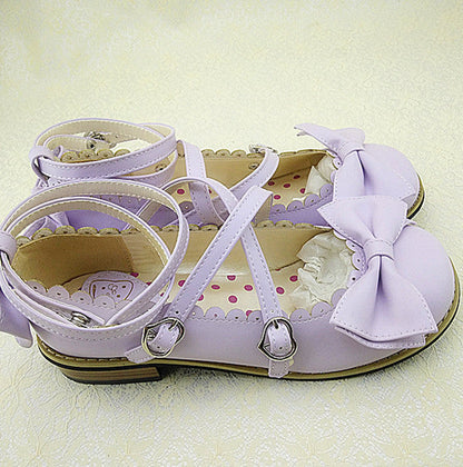 Meixie - Lovely Lolita Low Heel Cross Strap Bow Tie Princess Shoes