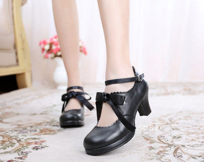 Sosic - Qing Mengnuo - Elegant Lolita Satin High Heel Handmade Shoes