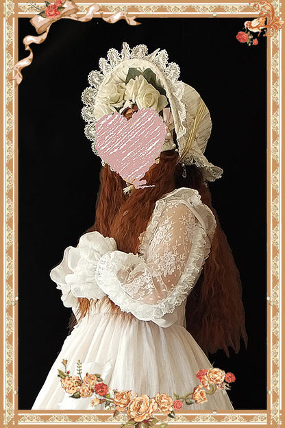 Infanta - Jenny Cookies - Classic Lolita Chiffon Blouse with Hollow-out Lace Shoulder