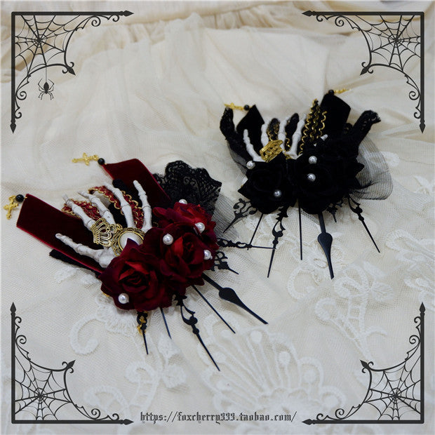 Fox Cherry-Gothic Lolita Rose Hand Bone Hairpins