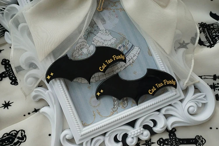 Cat Tea Party - Gothic Lolita Hair Clip Halloween Bat Lolita Hair Accessory