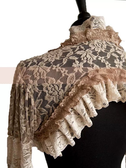 Vintage Lolita Bolero French Court Embroidered Lace Top