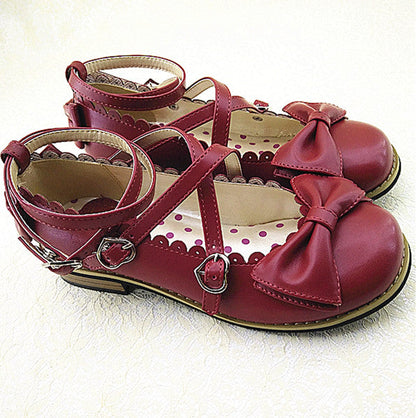 Meixie - Lovely Lolita Low Heel Cross Strap Bow Tie Princess Shoes