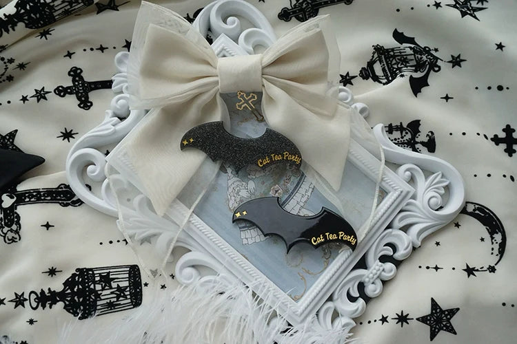 Cat Tea Party - Gothic Lolita Hair Clip Halloween Bat Lolita Hair Accessory