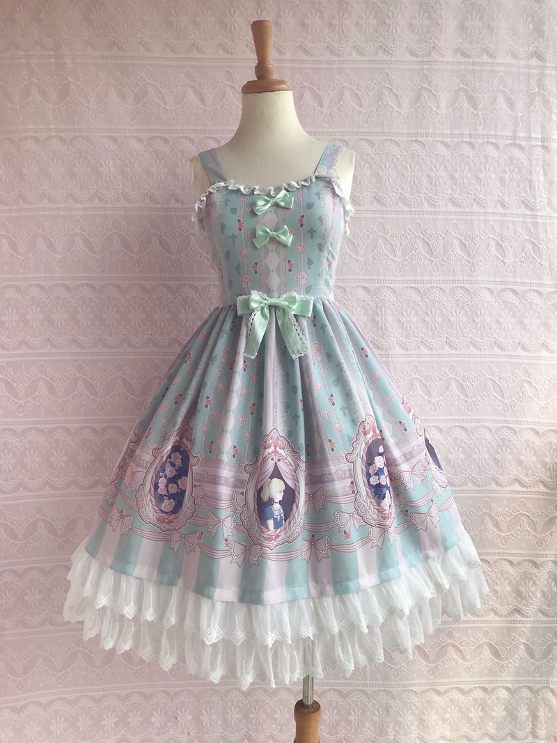Yilia - Rose Lover Dream - Printed Bow Casual Lolita JSK