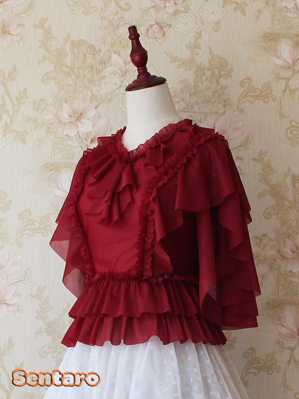 Sentaro - Butter - V Neckline Middle Sleeve Lolita Blouse