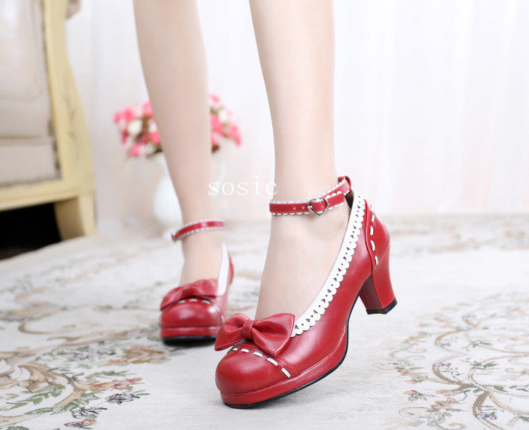 Sosic - Shattered Star Steps - Sweet Lolita Cute Students Round Toe High Thick Heel