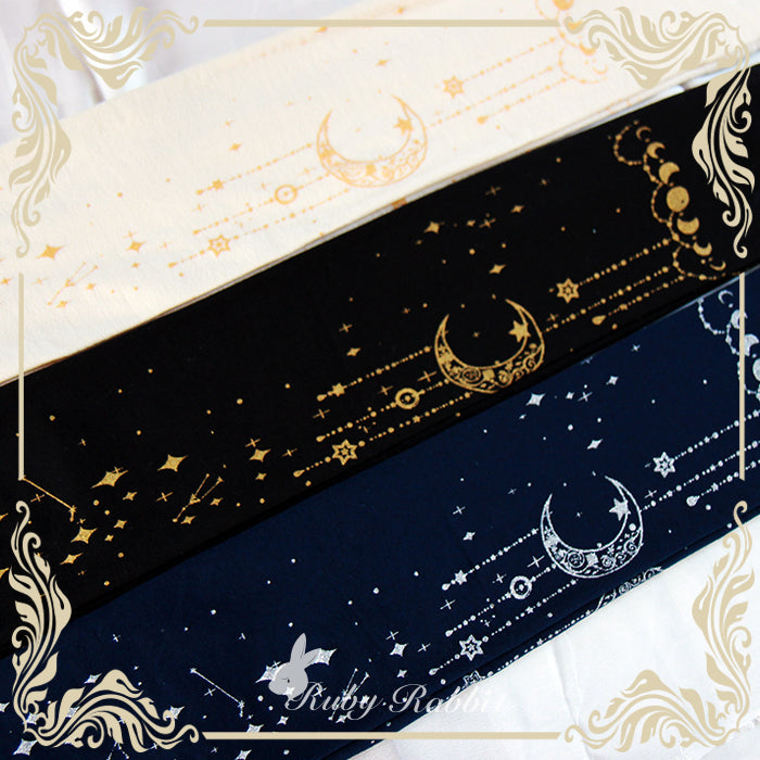 Ruby Rabbit - 120D Velvet Lolita Tights, Gold Foil Print